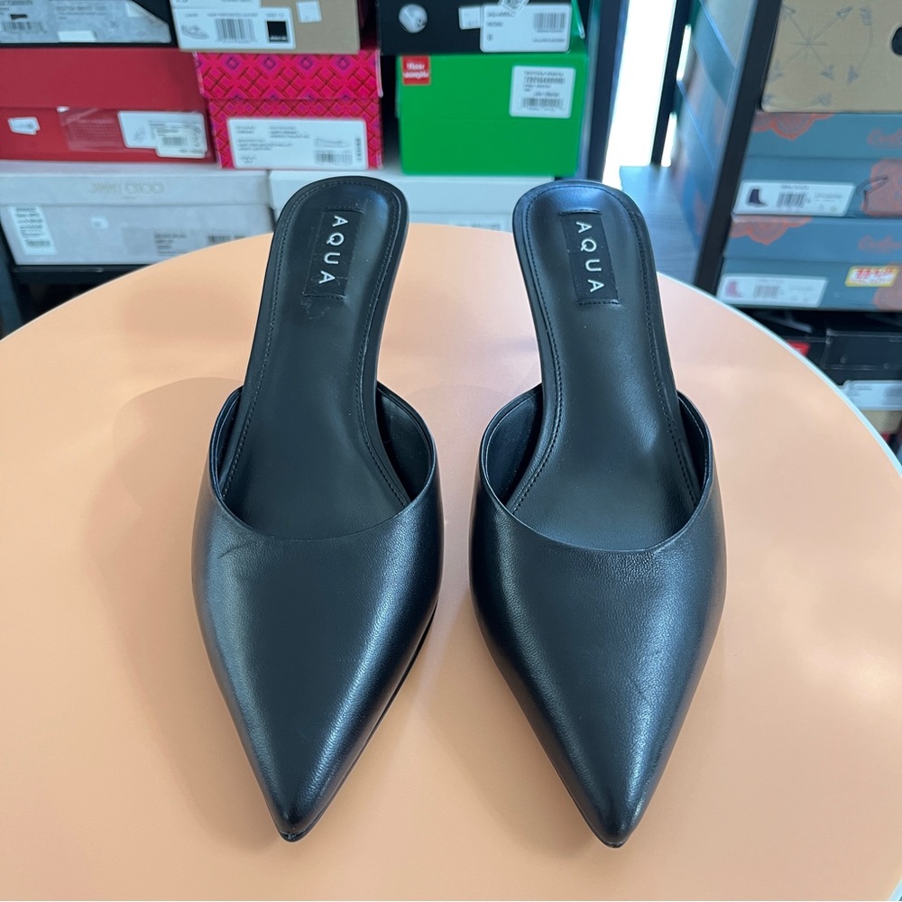 Aqua Milee Sleek Black Women's Mules - Picture 4 of 7